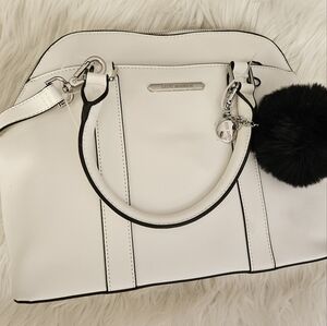 Steve Madden Cream Satchel with Black Trim